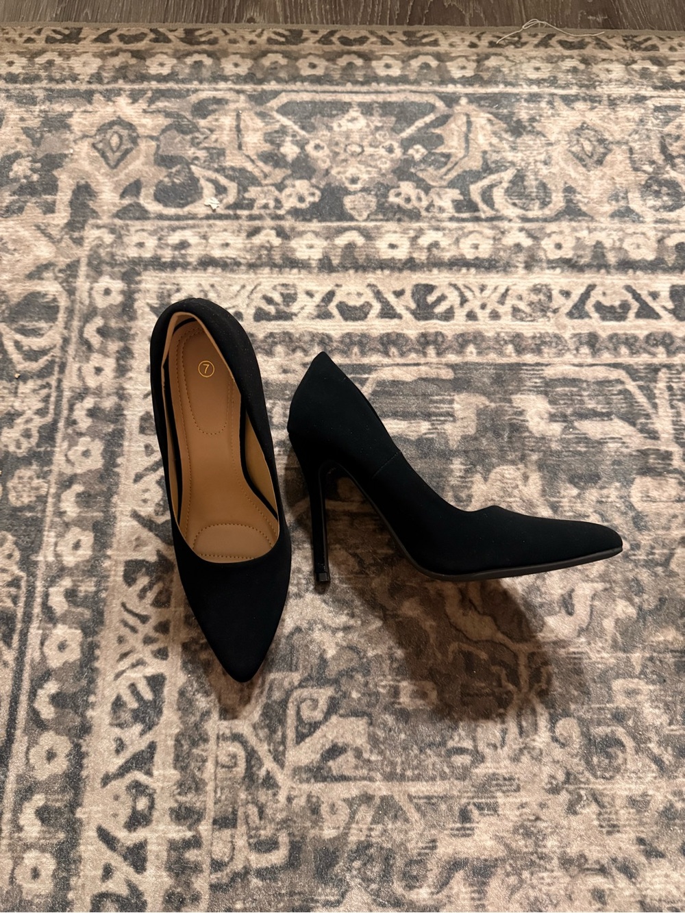 Hasham Black Nubuck Pointed Toe Stiletto Pumps